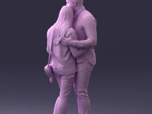 000258 Young Couple Hugging 0316 3D Model
