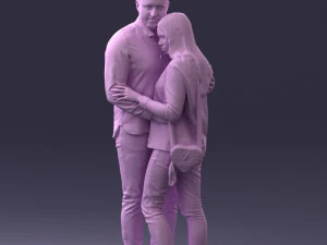 000258 Young Couple Hugging 0316 3D Model
