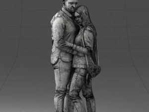 000258 Young Couple Hugging 0316 3D Model