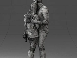 000258 Young Couple Hugging 0316 3D Model