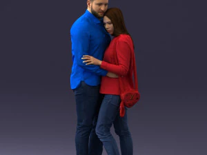 000258 Young Couple Hugging 0316 3dp 3D Print Model