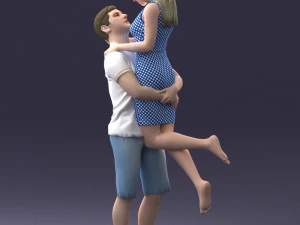 000251 Couple in Romantic Pose Man Holding Woman 0207 3D Model