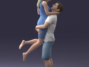 000251 Couple in Romantic Pose Man Holding Woman 0207 3D Model