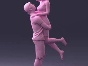 000251 Couple in Romantic Pose Man Holding Woman 0207 3D Model