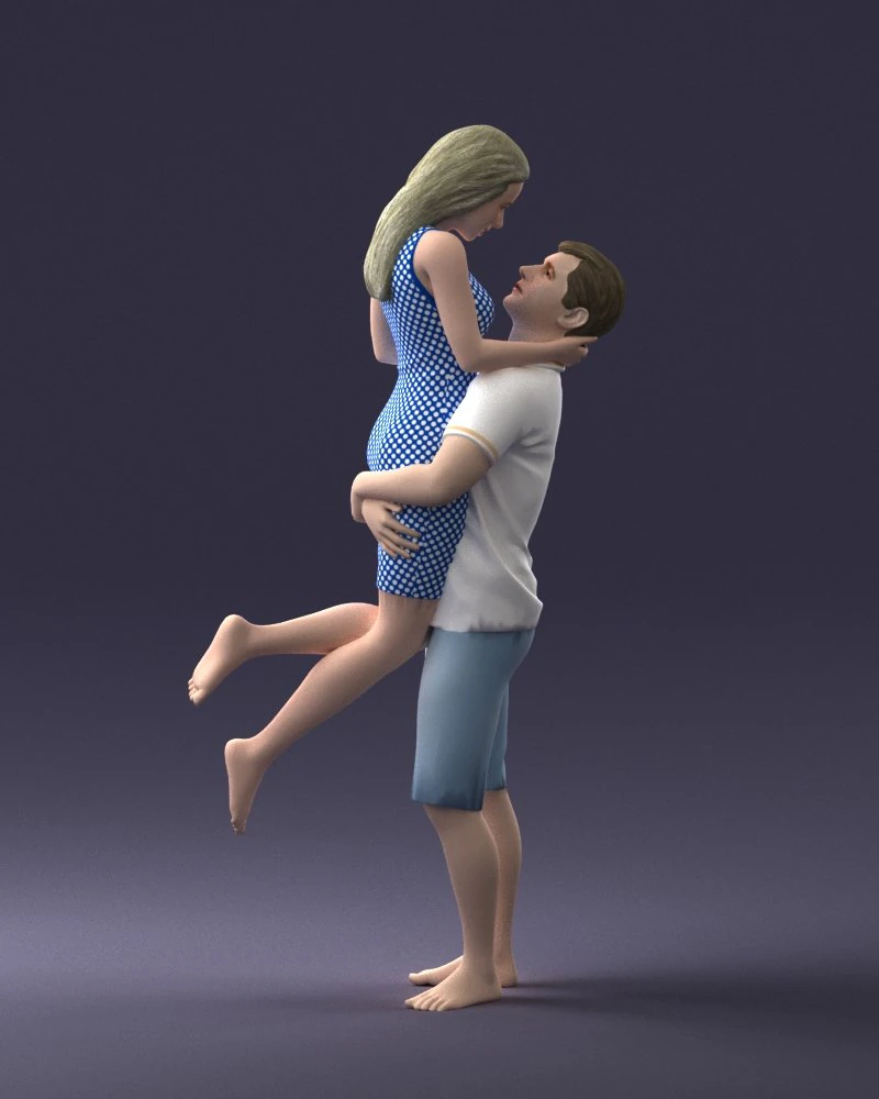 000251 Couple in Romantic Pose Man Holding Woman 0207 3dp 3D Print Model .c4d .max .obj .3ds .fbx .stl .blend 