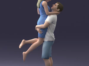 000251 Couple in Romantic Pose Man Holding Woman 0207 3dp 3D Print Model