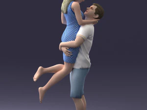 000251 Couple in Romantic Pose Man Holding Woman 0207 3dp 3D Print Model