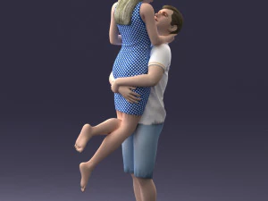 000251 Couple in Romantic Pose Man Holding Woman 0207 3dp 3D Print Model