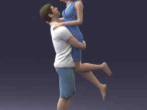 000251 Couple in Romantic Pose Man Holding Woman 0207 3dp 3D Print Model