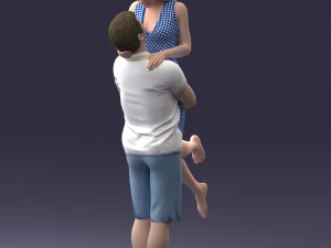 000251 Couple in Romantic Pose Man Holding Woman 0207 3dp 3D Print Model