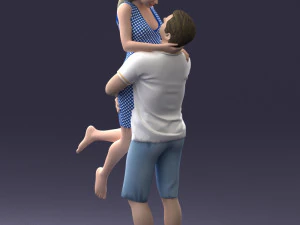 000251 Couple in Romantic Pose Man Holding Woman 0207 3dp 3D Print Model