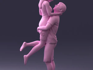 000251 Couple in Romantic Pose Man Holding Woman 0207 3dp 3D Print Model