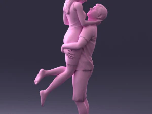 000251 Couple in Romantic Pose Man Holding Woman 0207 3dp 3D Print Model