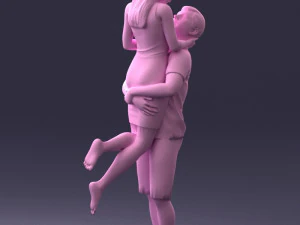 000251 Couple in Romantic Pose Man Holding Woman 0207 3dp 3D Print Model