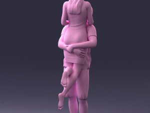 000251 Couple in Romantic Pose Man Holding Woman 0207 3dp 3D Print Model