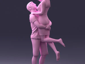 000251 Couple in Romantic Pose Man Holding Woman 0207 3dp 3D Print Model