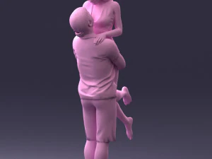 000251 Couple in Romantic Pose Man Holding Woman 0207 3dp 3D Print Model
