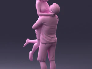 000251 Couple in Romantic Pose Man Holding Woman 0207 3dp 3D Print Model