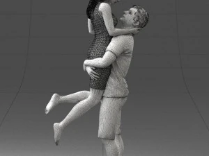 000251 Couple in Romantic Pose Man Holding Woman 0207 3dp 3D Print Model