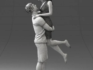 000251 Couple in Romantic Pose Man Holding Woman 0207 3dp 3D Print Model