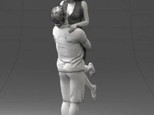 000251 Couple in Romantic Pose Man Holding Woman 0207 3dp 3D Print Model