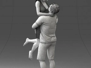 000251 Couple in Romantic Pose Man Holding Woman 0207 3dp 3D Print Model