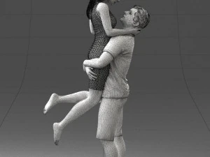 000251 Couple in Romantic Pose Man Holding Woman 0207 3dp 3D Print Model