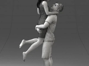 000251 Couple in Romantic Pose Man Holding Woman 0207 3dp 3D Print Model