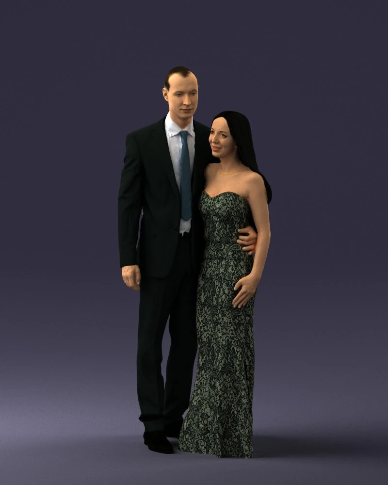couple in evening clothes 1224 3D Model .c4d .max .obj .3ds .fbx .stl .blend