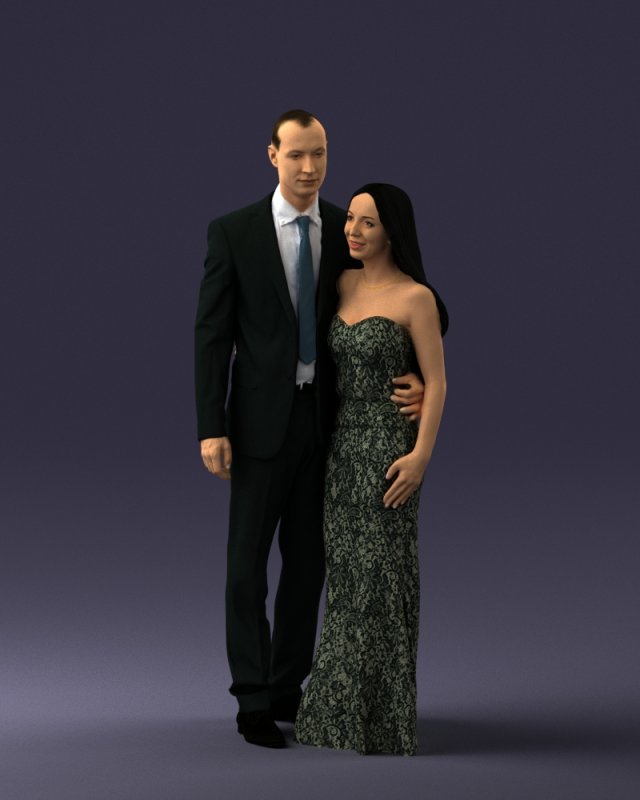 couple in evening clothes 1224 3d print ready Modelo de Impressão 3D .c4d .max .obj .3ds .fbx .stl .blend 