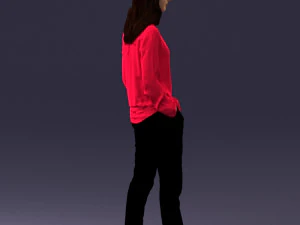 000256 Woman in Red Blouse and Black Pants 0228 3D Model