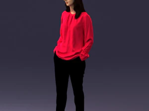 000256 Woman in Red Blouse and Black Pants 0228 3D Model
