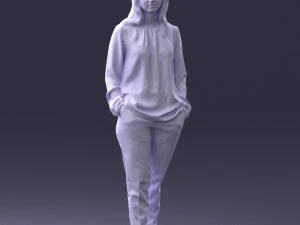 000256 Woman in Red Blouse and Black Pants 0228 3D Model