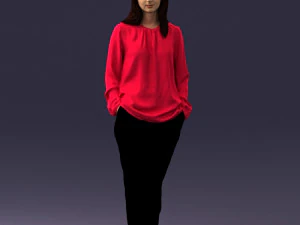 000256 Woman in Red Blouse and Black Pants 0228 3dp 3D Print Model