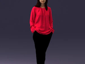 000256 Woman in Red Blouse and Black Pants 0228 3dp 3D Print Model