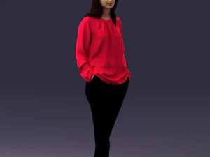 000256 Woman in Red Blouse and Black Pants 0228 3dp 3D Print Model