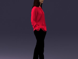 000256 Woman in Red Blouse and Black Pants 0228 3dp 3D Druckmodell