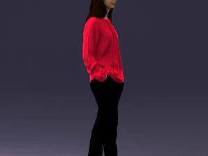 000256 Woman in Red Blouse and Black Pants 0228 3dp 3D Print Model