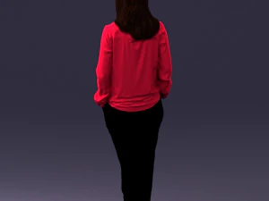 000256 Woman in Red Blouse and Black Pants 0228 3dp 3D Print Model