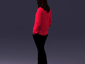 000256 Woman in Red Blouse and Black Pants 0228 3dp 3D Print Model