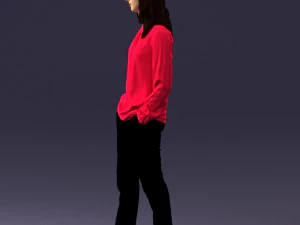 000256 Woman in Red Blouse and Black Pants 0228 3dp 3D Print Model
