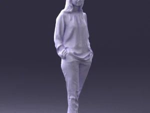 000256 Woman in Red Blouse and Black Pants 0228 3dp 3D Print Model