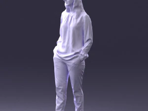 000256 Woman in Red Blouse and Black Pants 0228 3dp 3D Print Model