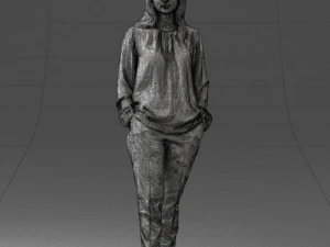 000256 Woman in Red Blouse and Black Pants 0228 3dp 3D Print Model