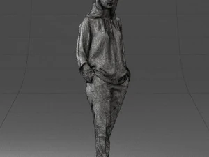 000256 Woman in Red Blouse and Black Pants 0228 3dp 3D Print Model