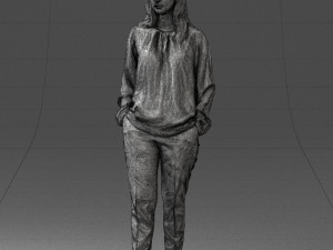 000256 Woman in Red Blouse and Black Pants 0228 3dp 3D Druckmodell