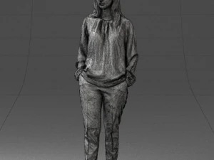 000256 Woman in Red Blouse and Black Pants 0228 3dp 3D Print Model