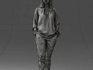 000256 Woman in Red Blouse and Black Pants 0228 3dp 3D Print Model