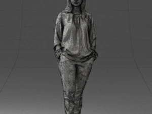 000256 Woman in Red Blouse and Black Pants 0228 3dp 3D Print Model