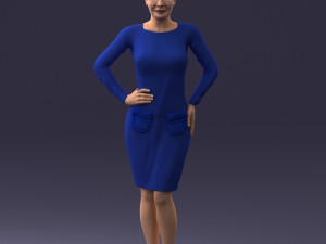 woman blue dress 0323 Modello 3D